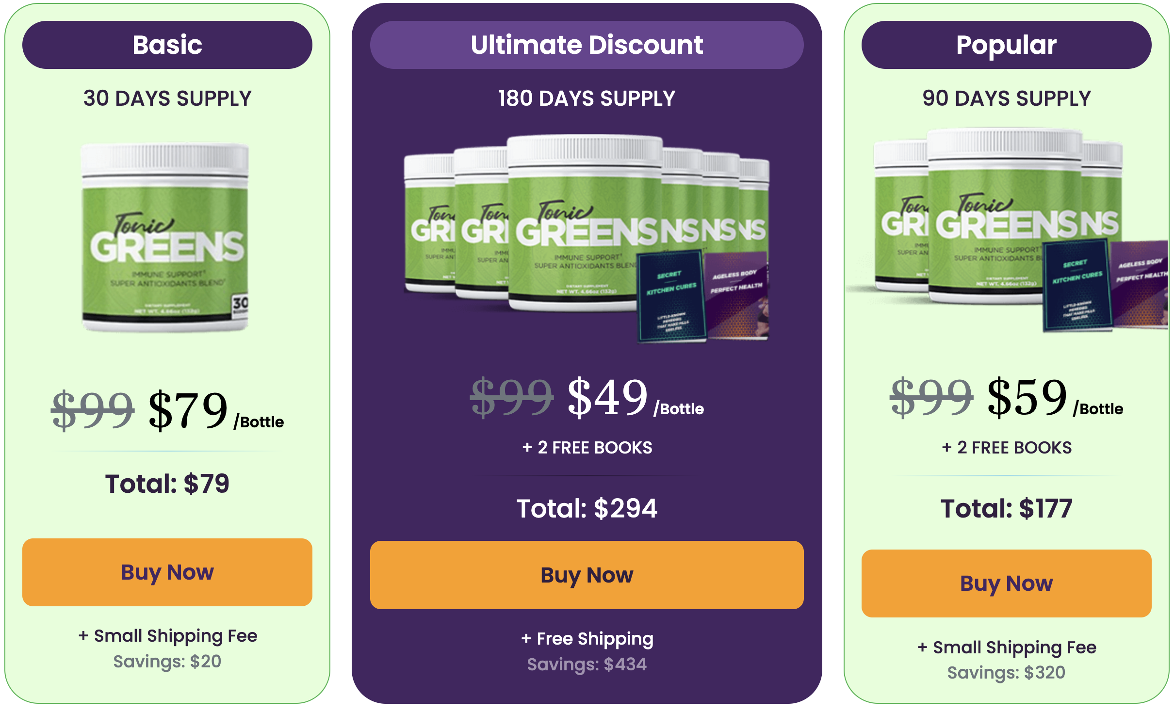 Tonic Greens pricing page image